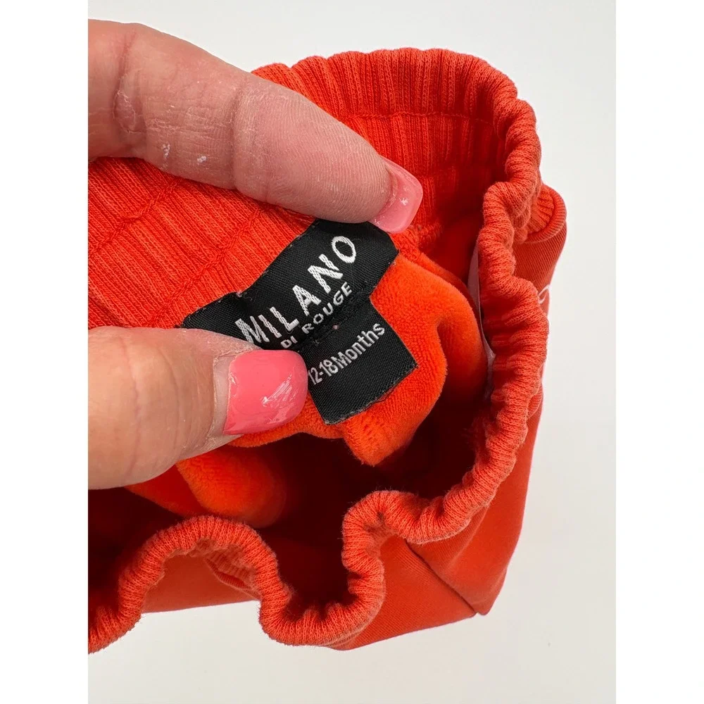 Milano Di Rouge Sweatpants Kids 12-18 Months Orange Logo Joggers
